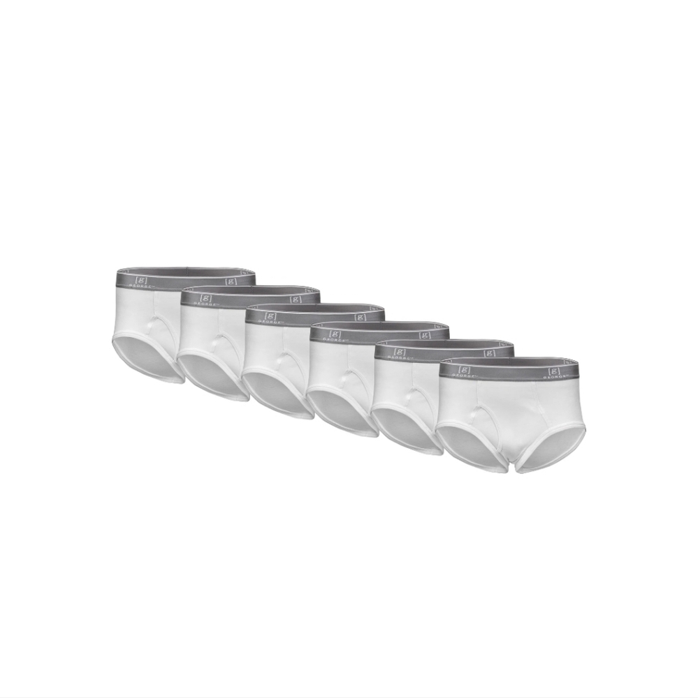 George Men's White and Gray Briefs 6-Pack New